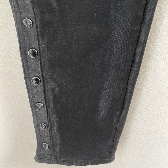 GAP 1969 Inner Cozy Legging in Black Orbit Coated Side Snap Stretch Jeans 32 - Picture 4 of 12